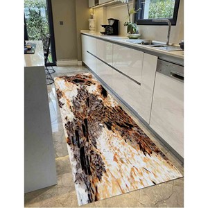 Tapis imprimé marbre brun - Tapis de décoration moderne et luxueux pour la maison, avec poils doux - Product Image 3