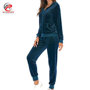 Tracksuit <b>Women</b> New Arrivals Custom <b>Velvet</b> Tracksuit <b>Women</b> Zipper Body Velour Track <b>Jacket</b> With Pants 2 Piece Set <b>Women</b> Clothing - Product Image 3