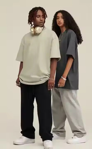 T-shirt à manches courtes en denim extensible surdimensionné unisexe pour femmes, streetwear, chemise tendance, vêtements hip-hop - Product Image 3