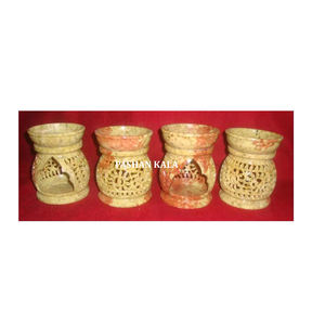 Indian Very High Standard Quality Glossy Soapstone On Handmade Carved In Round Shape <b>Oil</b> <b>Lamp</b> For Home Decoration Purpose - Product Image 1