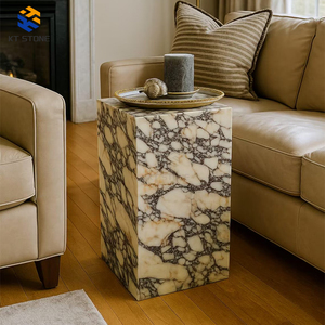 Muebles de Lujo, Pedestal de Mármol Personalizado, Mármol Calacatta Viola, Decoración Moderna para el Hogar, Pedestales Cuadrados de Mármol para Sofá - Product Image 4