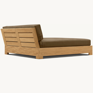 Chaise longue pour usage extérieur sur la plage ou la piscine, en bois, équipée de coussins doux et de bonne qualité - Product Image 3