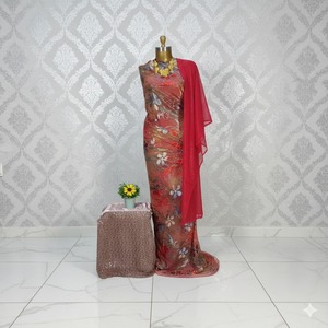 Conjunto Maqbal Dirac Somalí de Lujo, Splendor Cultural, Tejido de Sarga Jacquard con Diseño de Patrón Abstracto Liso, Terciopelo y Seda para Niñas - Product Image 3