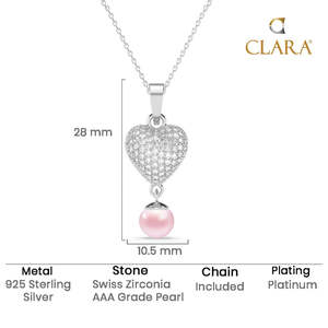 Pendentif Cœur en Perle Rose Argenté avec Chaîne, Pendentifs et Breloques Raffinés - Product Image 5