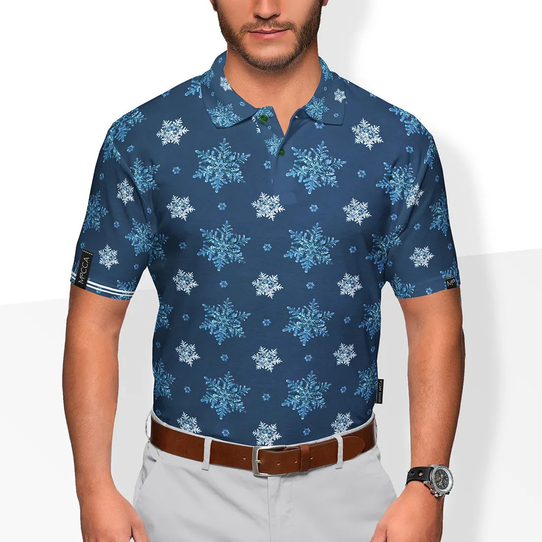 Christmas Pattern Golf Polo Shirts Sublimation Printing Embroidery Uniform Sport Wear Quick Dry Polos OEM Manufacture