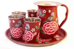 Juego de jarra con vasos para beber agua, juego de utensilios de cocina con jarra moderna impresa a mano, nuevo diseño - Product Image 3