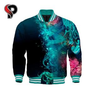 Chaqueta de béisbol de satén para hombre, ropa deportiva de invierno con adorno a rayas, decoración de sublimación, chaqueta de bombardero de lona - Product Image 3