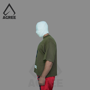 T-shirt Homme Classique 100% Coton Épais Col Rond Coupe Ample Épaules Tombantes Séchage Rapide Écologique Respirant Vert Olive - Product Image 5
