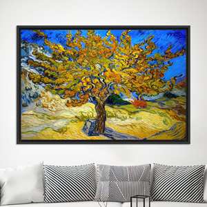 Impression élégante sur toile de l'arbre de mûrier de Van Gogh : œuvre d'art imprimée sur toile de qualité supérieure, toile encadrée noire - Product Image 1
