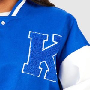 แจ็กเก็ตหลากสีสำหรับทุกเพศเสื้อแจ็กเก็ตกันหนาวสีฟ้าปักโลโก้ - Product Image 5