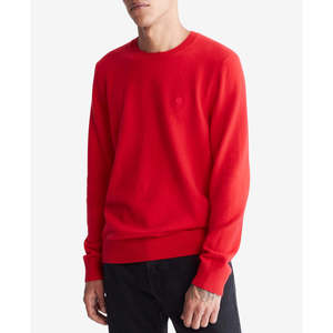 Maglione Calvin Klein da Uomo, Taglia XX-Large, Vestibilità Regolare, in Lana Merino, Girocollo, Rosso Stile Militare, per la Stagione Autunno-Inverno - Product Image 1