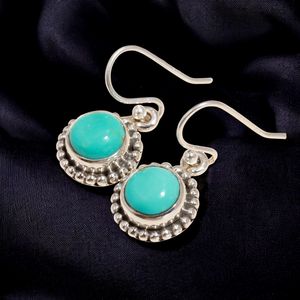 ต่างหู925เงินสเตอร์ลิงหรูหราอัญมณีเทอร์ควอยซ์สำหรับงานหมั้นหรืองานครบรอบ - Product Image 3