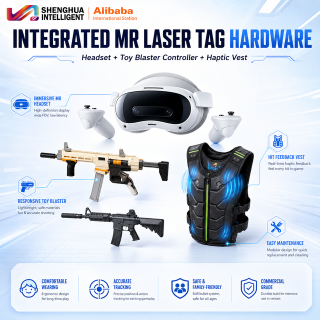 MR AR VR Real-Life CS Shooting Indoor Multi-Player Arcade Game Machine Headset Haptic Vest Safe Toy Blaster for Theme Park Venue