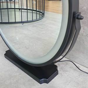 GNG014 Single-Sided Round Black LED-Lighted Desktop Makeup <b>Mirror</b> <b>Compact</b> and Foldable with Illuminated Feature - Product Image 5