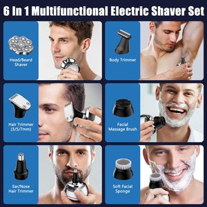 Tondeuse Électrique Étanche IPX7 pour Hommes, Rasoir Rotatif Sans Fil Humide/Sèche avec Lame de Rechange, Lavable - Product Image 4