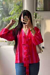 Hermosa Camisa larga de algodón con estampado Floral para mujer, cierre de botón, sueño de noche de verano con patrón único, camisas elegantes - Product Image 3