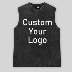 เสื้อกั๊กสำหรับผู้ชายเสื้อผ้าแนวสตรีททรงแบ็กกี้ทรงหลวมสีดำพิมพ์โลโก้ได้ตามต้องการสำหรับฤดูร้อน - Product Image 2