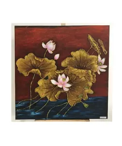 Vinpi Lotus Artificial Flower Canvas Painting Acrylic Paintings Custom Oil Painting For Bedroom Decor Luxury Office Hotel Coffee