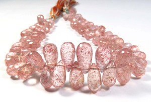 Natural <b>Pink</b> Strawberry Quartz Teardrop Briolette Beads 8-12mm Faceted Gems Loose Gemstones for Jewelry 8 Strand - Product Image 2