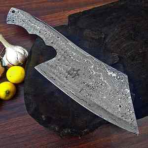 Professional Custom Handmade Damascus Cleaver Knife Carbon Steel Blank Blade Cleaver - Product Image 5