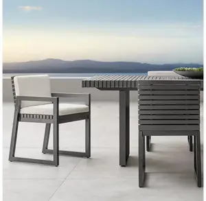 새로운 디자인 8 10 금속 안뜰 식탁 세트를 위한 현대 안뜰 식사 세트 알루미늄 옥외 가구
