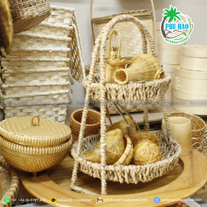 PRODUIT LE PLUS VENDU Panier en jonc de mer tissé à la main Panier artisanal pour l'organisation et le stockage de la cuisine - Product Image 3