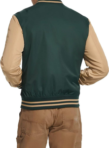 Chaqueta exterior informal para hombre al por mayor personalizada de algodón puro con cuello levantado y logotipo frontal chaqueta de cuero transpirable - Product Image 3