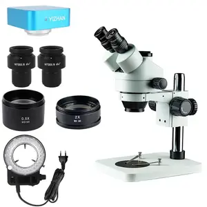 Microscope trinoculaire tout métal chromé de précision à distance interpupillaire réglable pour l'entretien professionnel