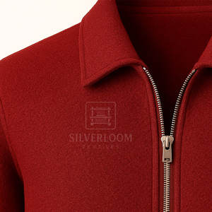 Veste rouge pour homme à fermeture éclair en mélange de laine | Veste d'hiver à col rabattu de coupe régulière | Vêtements d'extérieur chauds et décontractés avec logo personnalisé - Product Image 4