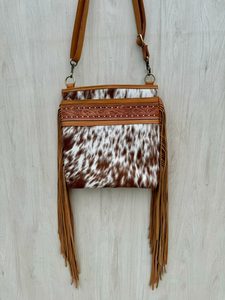 Femmes de luxe bohème Western cuir de vachette bandoulière fourre-tout sac à bandoulière gland décoration florale outillage à la main prix de gros - Product Image 2