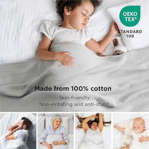 Manta suave y acogedora de algodón de gran tamaño, manta tejida en espiga, transpirable, ligera con estampado de verano, lana 100% para sofá cama - Product Image 2