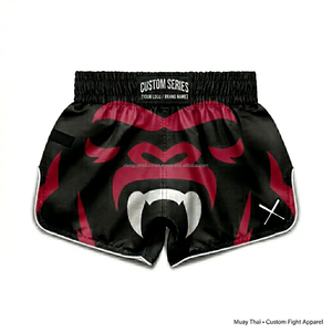 Heavy Duty Custom Brand <b>Name</b> Muay Thai Boxing Shorts Premium Satin Fight Apparel Symmetrically Designed Pattern Sublimation - Product Image 5