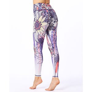 ODM Venta caliente de alta cintura Deporte Fitness fresco mujeres yoga pantalones Rib logo impreso diseño mármol Leggings - Product Image 3