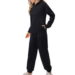 Ensemble de survêtement unisexe 2025 rouge noir survêtement avec logo personnalisé pour hommes et femmes OEM prix de gros personnalisation de style vierge - Product Image 3