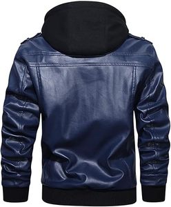 Chaqueta de motorista de cuero ajustada de alta calidad para hombre, cuello levantado, secado rápido, acabado elegante, bolsillo frontal, lona gruesa, Invierno - Product Image 3
