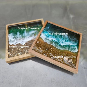 Sous-verres modernes en résine époxy de qualité supérieure, uniques et élégants, fabriqués en Inde par CRAFTED TREASURES - Product Image 1