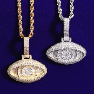 Colgante con Forma de Ojo con Incrustaciones de Diamantes de Imitación Moissanite, Plata 925, Amuleto de Estilo Hip Hop, Joyería Única para Hombres y Mujeres, Estilo Urbano - Product Image 1