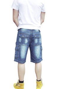 Streetwear décontracté pour hommes Short cargo en jean Baggy multi-poches taille haute coupe-vent respirant léger été - Product Image 4