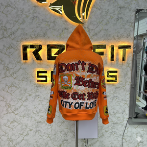 เสื้อฮู้ดมีซิปสีแดงสำหรับผู้ชายเสื้อฮู้ดพิมพ์ลายโลโก้ตามสั่ง - Product Image 2