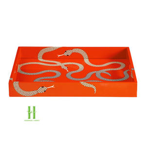 New Choice Set de 3 Caja de almacenamiento de serpiente rectangular de laca roja Joyería y almacenamiento Diseño OEM personalizado Hecho a mano en HNH Vietnam - Product Image 4
