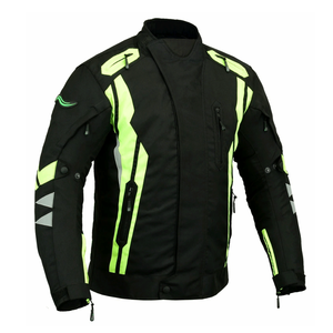 Vestes de moto en textile blindé CE imperméable Cordura pour hommes Veste de moto noire et haute visibilité coupe-vent aventureuse pour hommes - Product Image 3