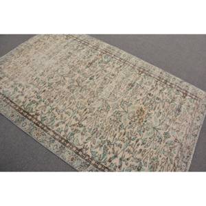 Tapis turc Vintage Beige Bleu 4.6 X 7.1ft Patchwork Design Tapis plat en laine pour adolescents Décorations de salon Latex - Product Image 4