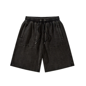 Vêtements de sport personnalisés OEM Short de course et fitness en coton avec logo personnalisé et délavé à l'acide avec cordon de serrage pour hommes - Product Image 1