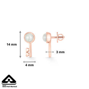 Boucles d'oreilles clous en perles pour femmes, dorées, motif clé souveraine - Product Image 6