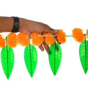 Guirnalda Artificial de caléndula con hoja de mango, guirnaldas de flores para decoración esponjosas Diwali, colgantes de puerta, diseños Toran - Product Image 5
