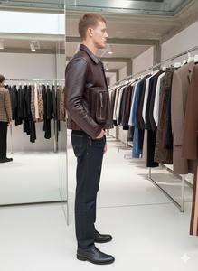 Chaqueta de Cuero de Oveja con Cremallera, Hecha a Mano, Resistente al Viento, de Alta Calidad, Ajustada, Impermeable y Ecológica, Personalizada OEM para Hombre - Product Image 3