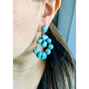 Jeff James Golden Hill Turquoise and Sterling <b>Silver</b> <b>Chandelier</b> Dangle Earrings - Product Image 2