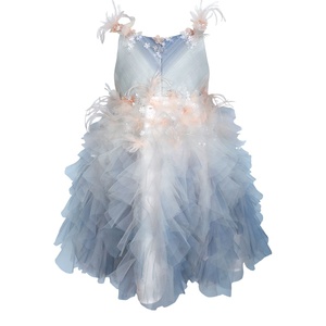 Baby Blue Dress - Feather Trim Floor-Length Gown Baby Blue Dress - Feather Trim Floor-Length Gown