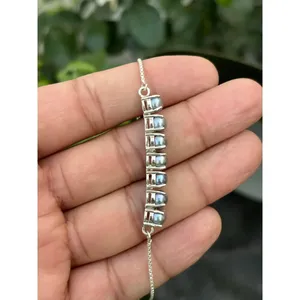 Pulsera de Perlas de Tahití Chapada en Oro de 14K, Platino y Rodio, Cadena de Plata 925, Corte Princesa, Patrón Floral, Oro Rosa, Religiosa - Product Image 3