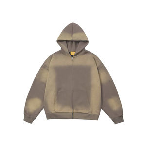 Sweat à capuche vintage personnalisé zippé délavé à l'acide pour hommes Streetwear Style Pulewer polaire lourde vierge pour l'hiver - Product Image 1